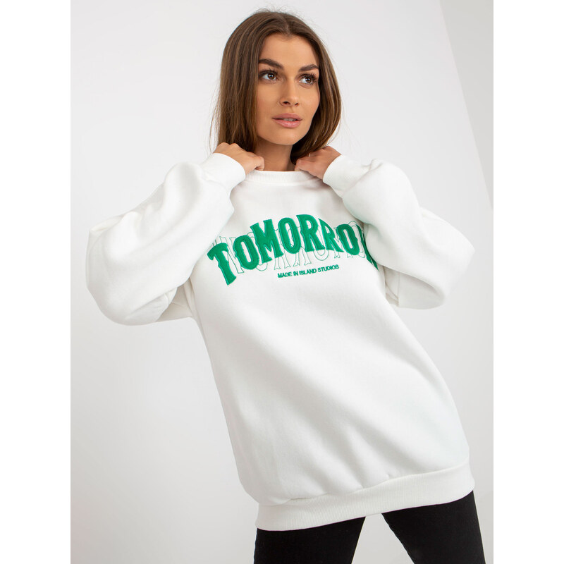 BASIC Smotanová mikina s nápisom bez kapucne EM-BL-617-7.27-ecru 42212788