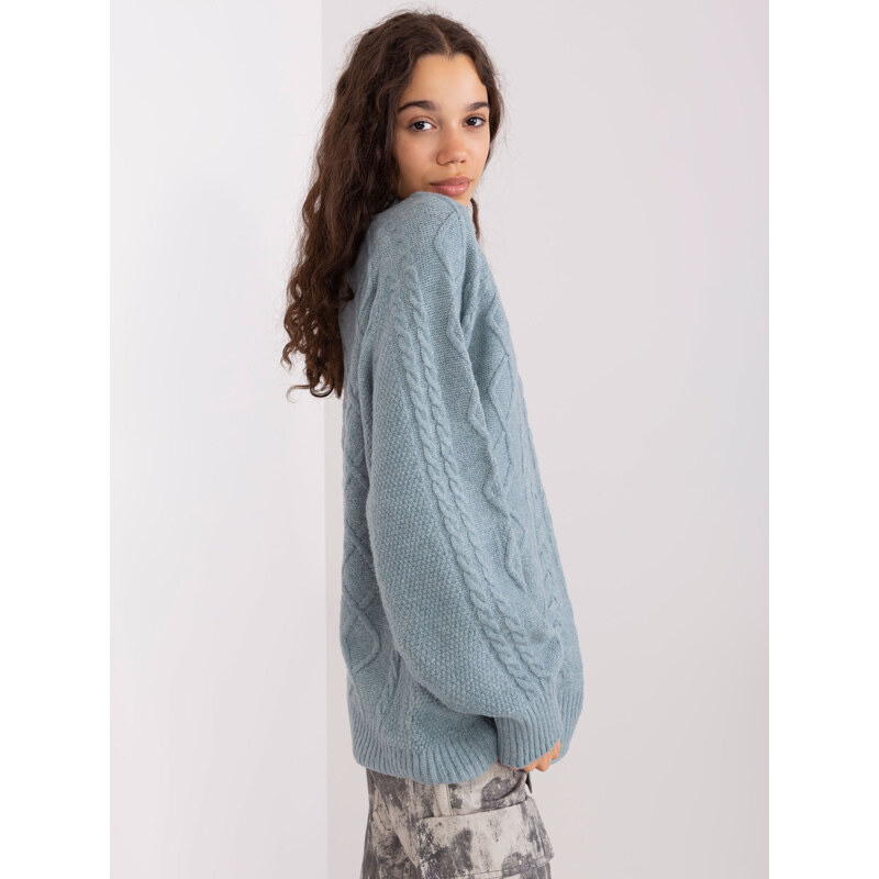 ITALY MODA Modro-sivý rolák s vrkôčikovým vzorom -AT-SW-2355-2.12P 57953749