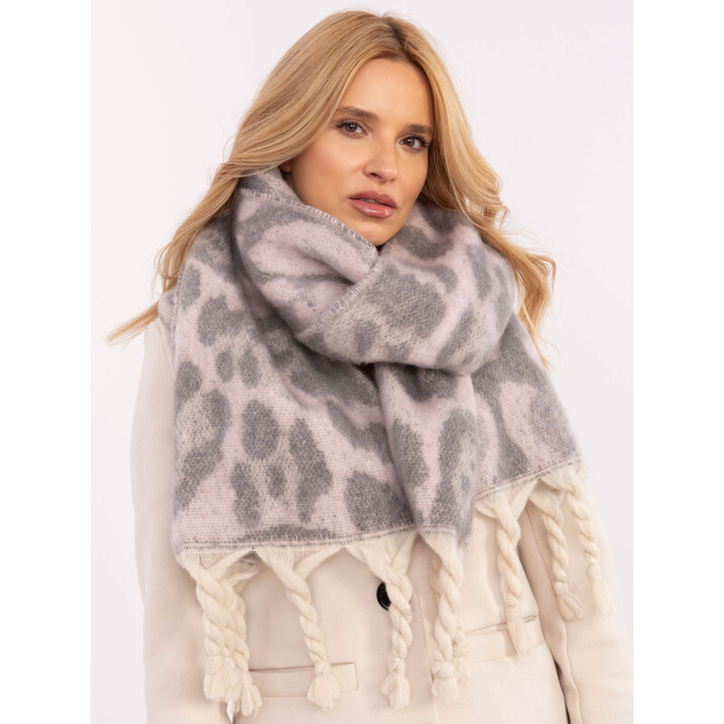 ITALY MODA Svetloružový dámsky šál so zvieracou potlačou AT-SZ-416.99 66149203