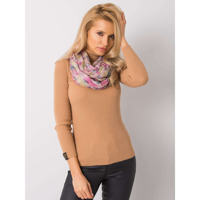 BASIC Ružová šatka s motívom kvetín -AT-CH-73-light pink 20469282