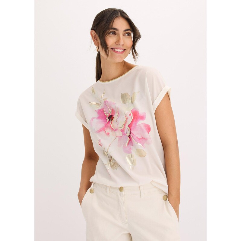 bonprix Tričko s tkaného materiálu, farba biela 62972296