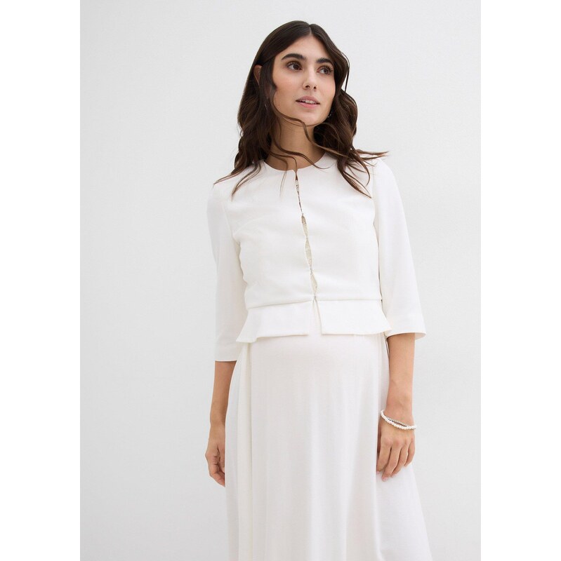bonprix Materský blejzer, krátky, zo saténu, farba biela 62972436