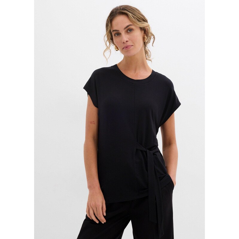 bonprix Tričko z mäkkého viskózového mixu, farba čierna 62972481