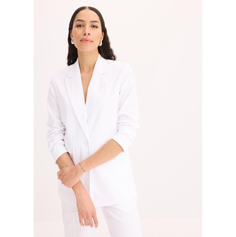 bonprix Plátený blejzer, farba biela 62972525