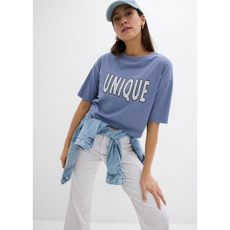 bonprix Tričko z čistej bavlny, farba modrá 62972628