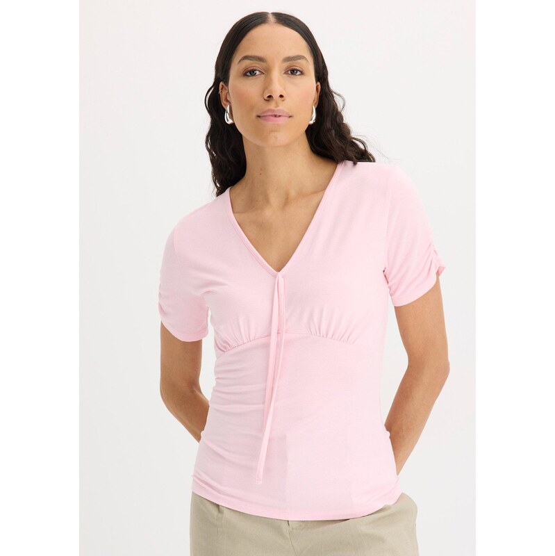 bonprix Tričko s riasením, farba ružová 62972635