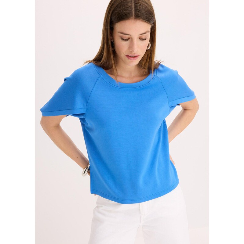 bonprix Tričko oversize z padavého viskózového mixu, farba modrá 62972782