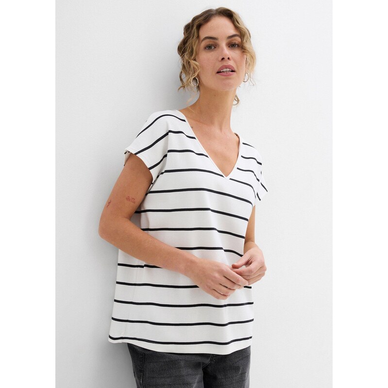bonprix Tričko, pásikované, farba biela 62972860