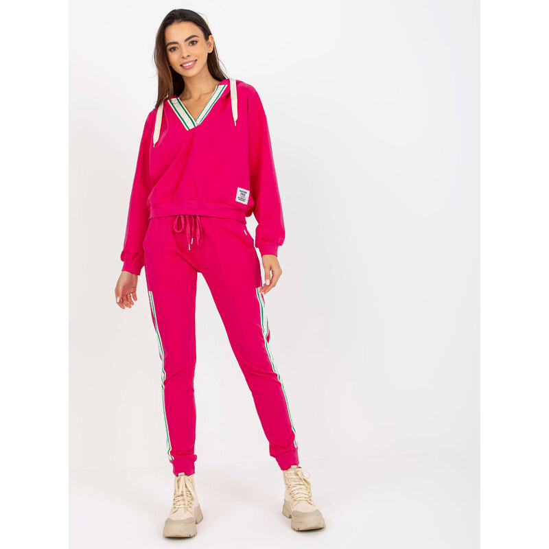 RELEVANCE Fuchsiová teplákovka s pruhom -RV-KMPL-8297.52P-fuchsia 57950911