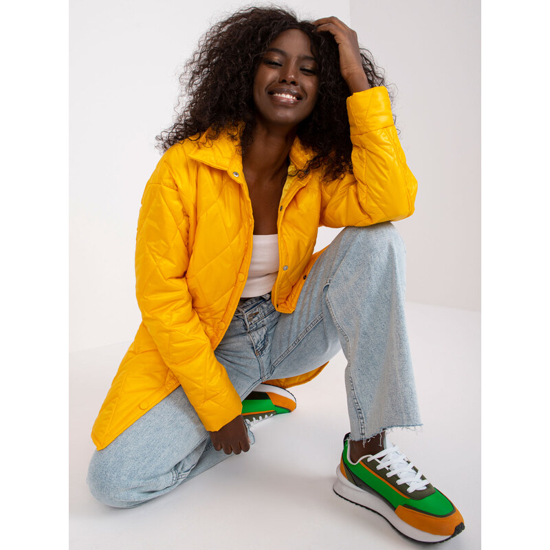 RUE PARIS Žltá dlhšia prešívaná bunda Kelly RV-KR-003.00P-yellow 57949398