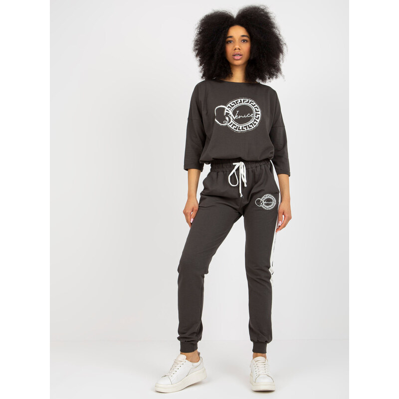 RELEVANCE Khaki tepláková súprava s 3/4 rukávmi RV-KMPL-7719.37-dark 57951550