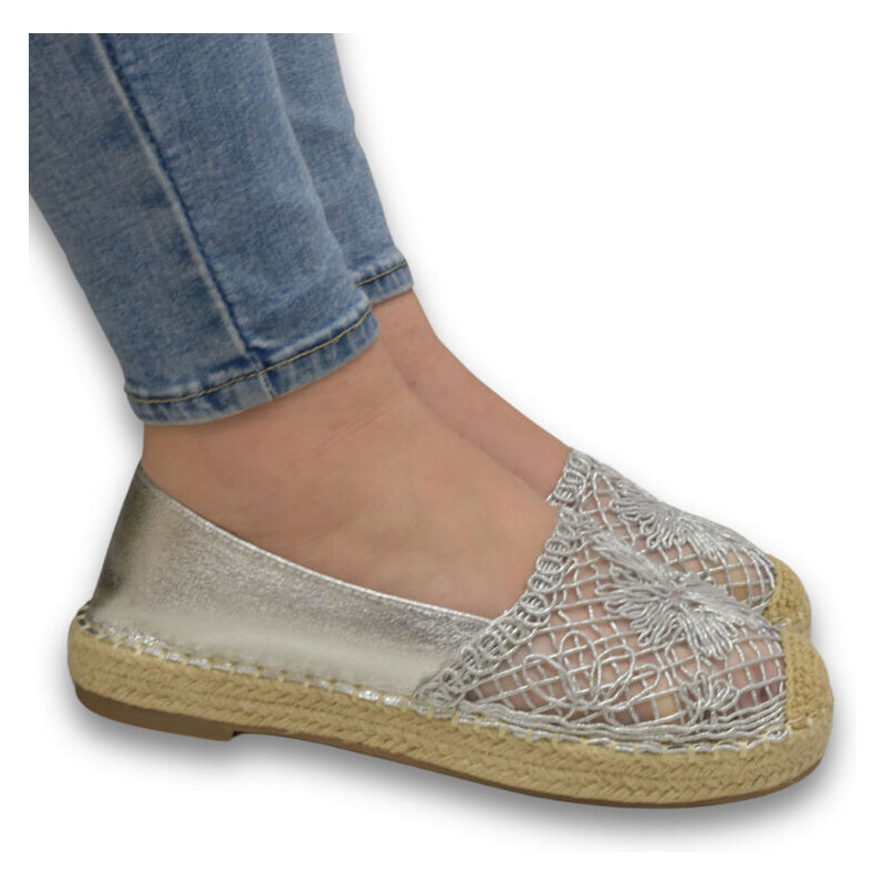 JOHN-C Dámske strieborné espadrilky LINDA 62984952