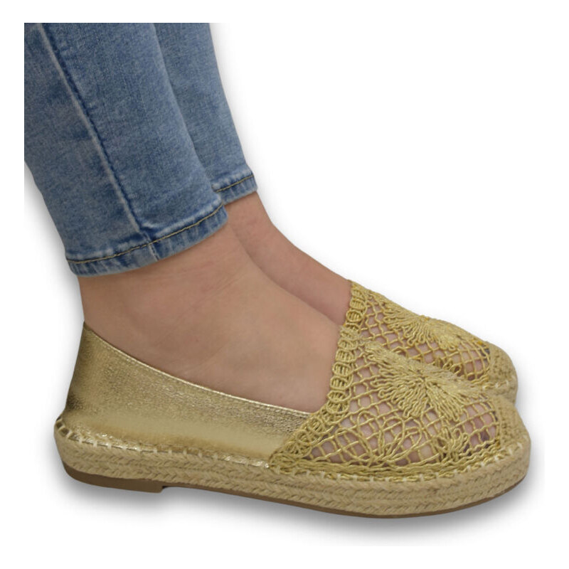 JOHN-C Dámske zlaté espadrilky LINDA 62984953