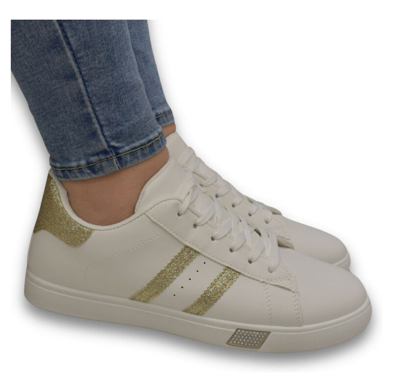 SS Dámske bielo-zlaté tenisky VIVIEN 62984959