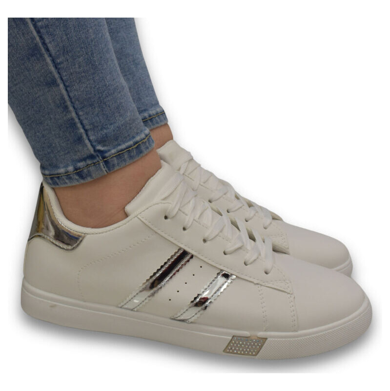 SS Dámske bielo-strieborné tenisky VIVIEN 62984962