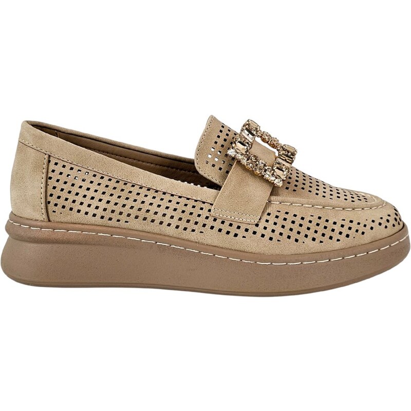 Béžové dámske mokasíny Laura Biagiotti Nubuk Sand 62985916