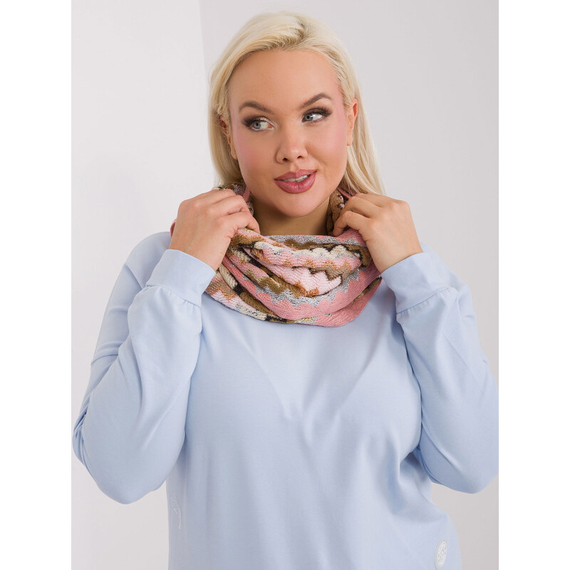 BASIC Ružovo-hnedý vzorovaný komínový šál -AT-KM-BF48661.26-light pink 47888091