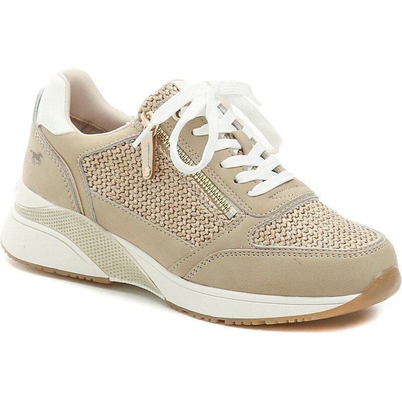 Mustang 1358-316-4 béžové dámske poltopánky na kline 62990362