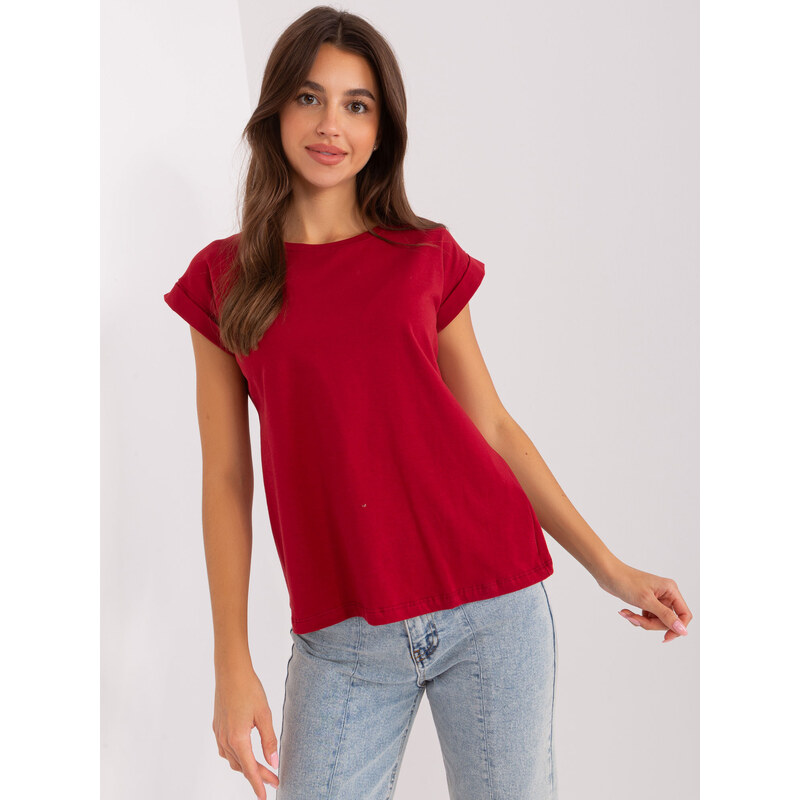 BASIC FEEL GOOD Vínové dámske basic tričko RV-TS-4833.00X-bordo 45918405