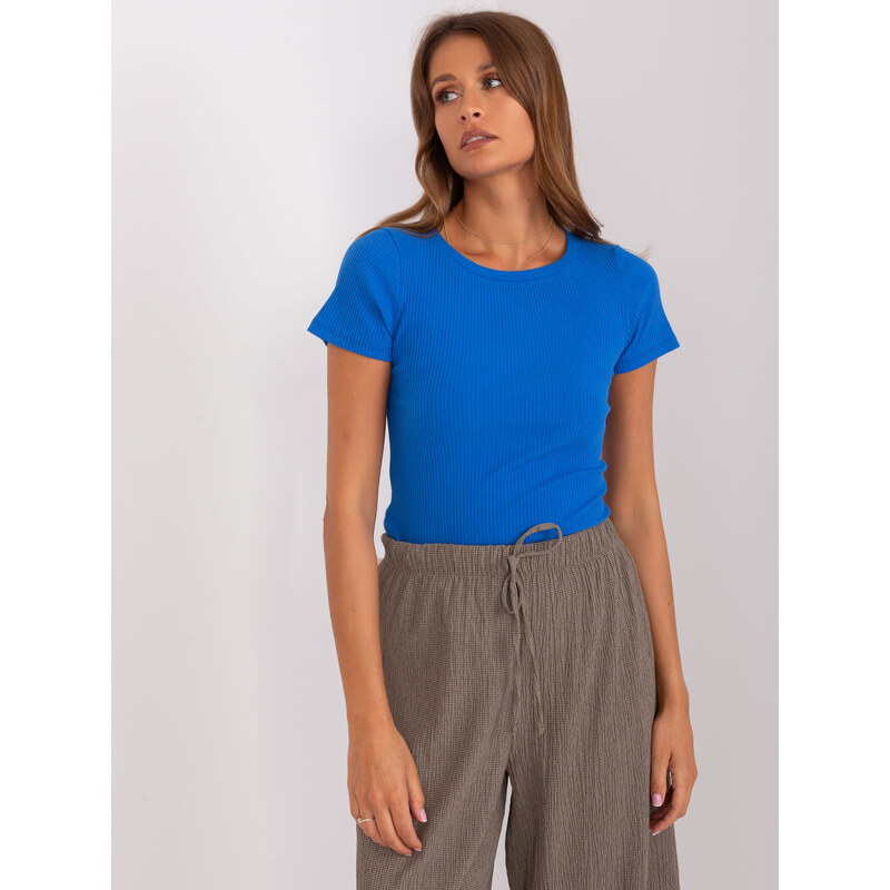 RELEVANCE Modré rebrované tričko RV-BZ-8933-1.48P-blue 57953494