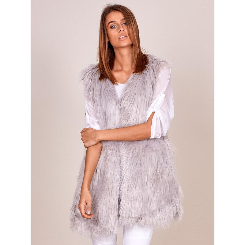 BASIC Dámska šedá chlpatá vesta AT-KZ-173501A-1.12P-light gray 18870336