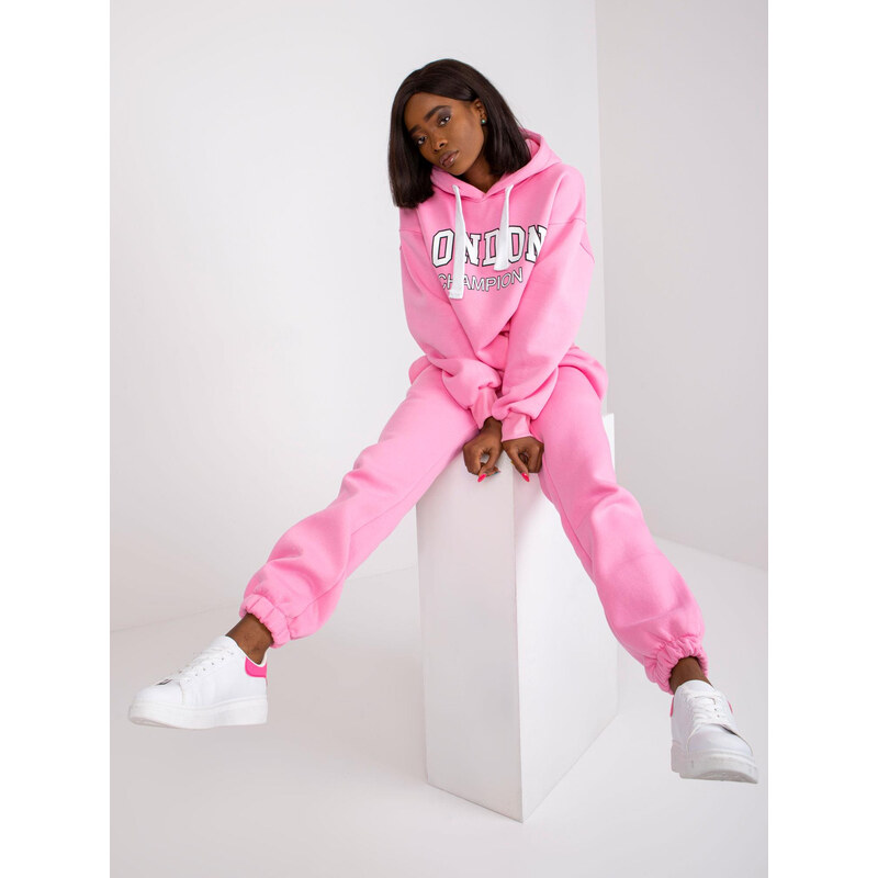 BASIC Ružová teplákovka Laraina s nápisom London -EM-KMPL-720.01-pink 31265028
