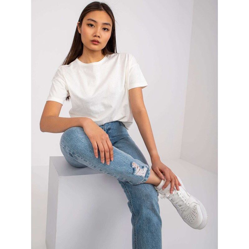 Smotanové basic tričko ku krku Honorine TW-TS-1004.24X-ecru 31381926