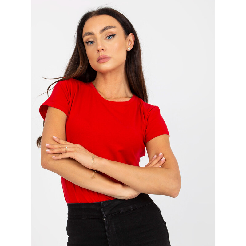 BASIC FEEL GOOD Červené tričko s okrúhlym výstrihom B-013.17P-red 34396133