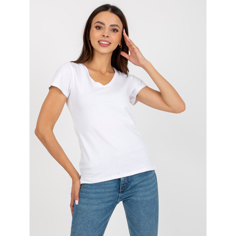 BASIC FEEL GOOD Biele tričko s výstrihom do V B-012.38P-white 34396114