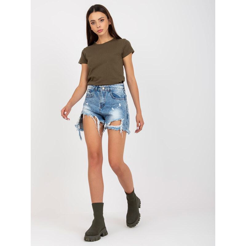 BASIC FEEL GOOD Khaki tričko s okrúhlym výstrihom B-013.11P-khaki 34396124