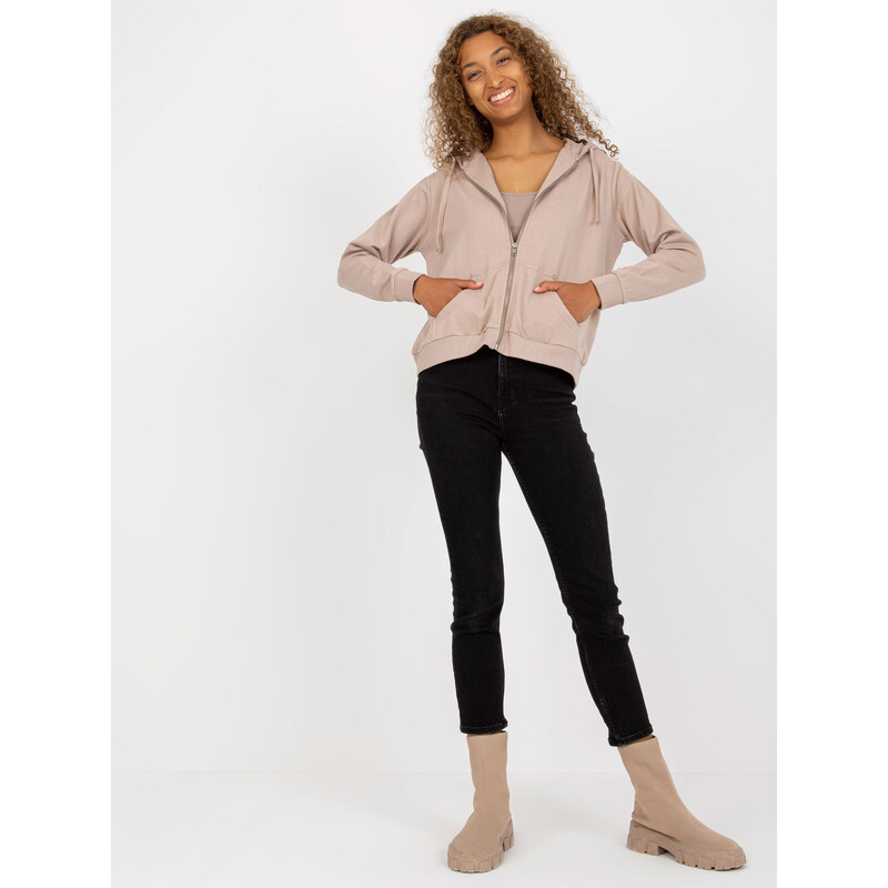 BASIC FEEL GOOD Béžová mikina na zips -B-002.65-beige 34396137