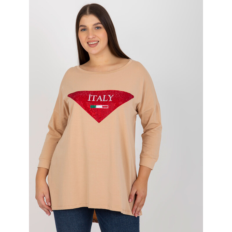 BASIC Béžové tričko s aplikáciou Italy -VI-BZ-2911.82P-beige 37757931