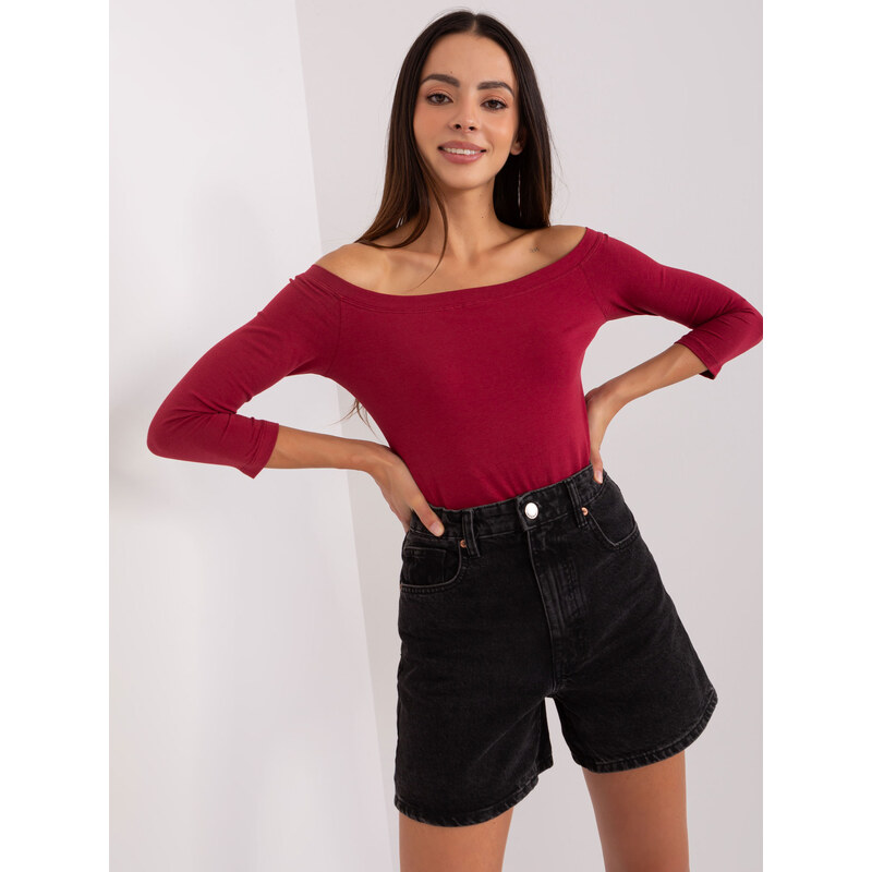 BASIC FEEL GOOD Dámske bordové tričko s odhalenými rukávmi RV-BZ-4692 45532243