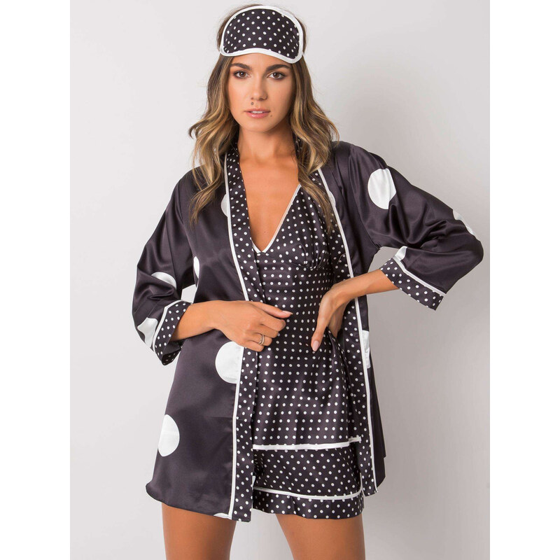 XSAPIENZA Čierny bodkovany komplet na spanie -BR-KMPL-8029-black 25879281