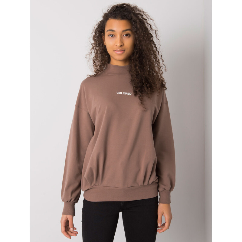 RUE PARIS Hnedá mikina so stojačikom Colored RV-BL-7323.00X-brown 57948691