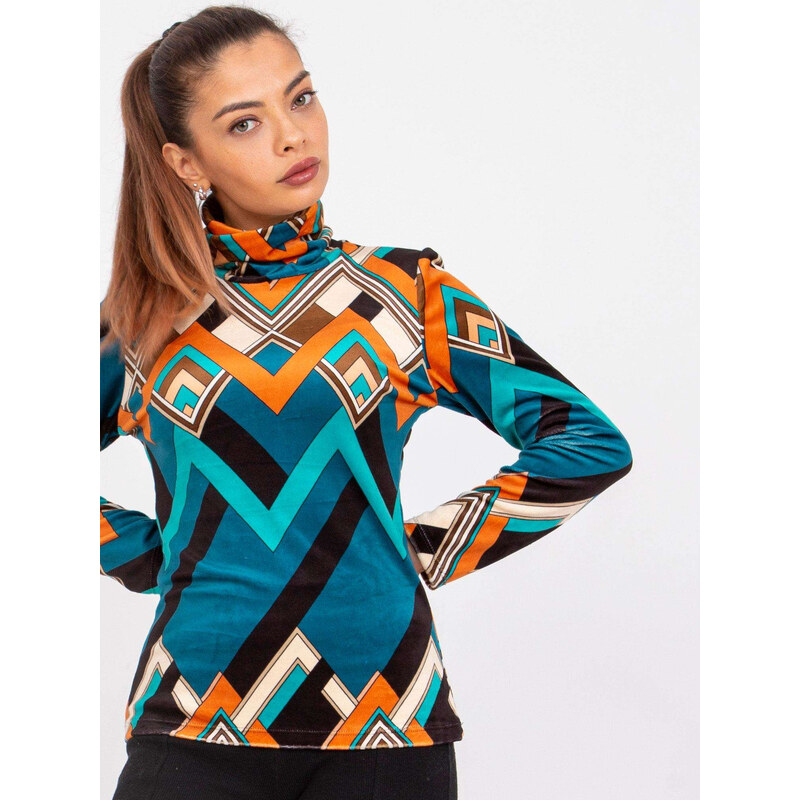 ITALY MODA Modro-oranžový rolák Biloxi z velúru -DHJ-BZ-N6118-2.24blue 57949470