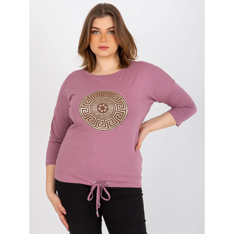 RELEVANCE Ružové tričko s guľatou lesklou aplikáciou -RV-BZ-8454.20P 57951243