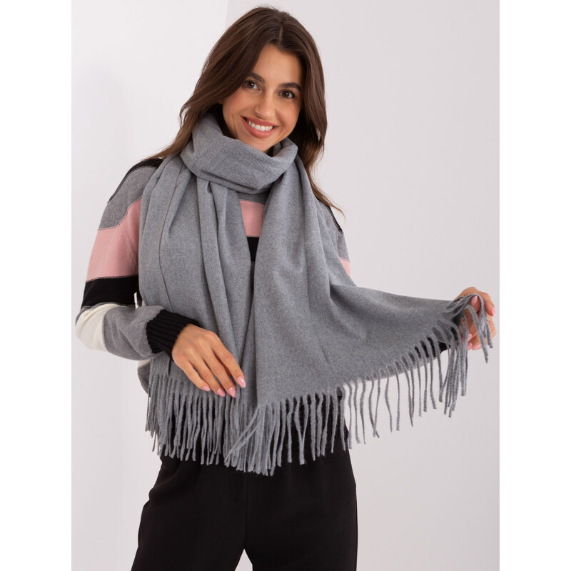 ITALY MODA Tmavosivý šál so strapcami AT-SZ-23185.73P-dark grey 57953201