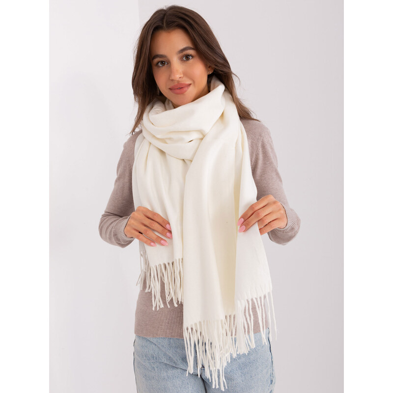 ITALY MODA Smotanový šál so strapcami -AT-SZ-23185.93P-ecru 57956018