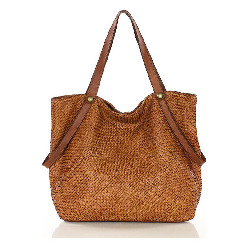 MARCO MAZZINI Camel veľká taška shopper z tkanej kože (v244c) 60312353