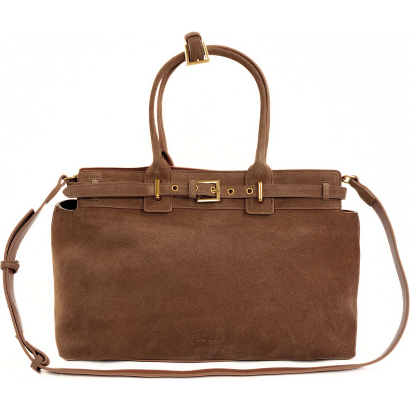 SOLIER Svetlohnedá dámska semišová kabelka LIV s prackami (TORBA FL41 63233229