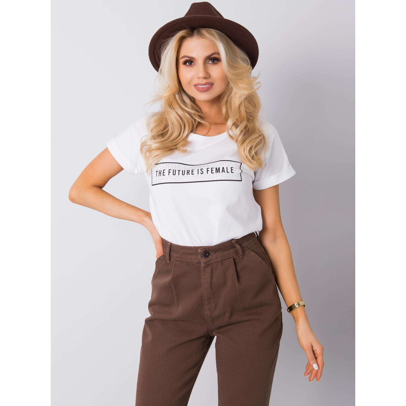 RUE PARIS Biele dámske tričko s nápisom RV-TS-059.86-white 57952511