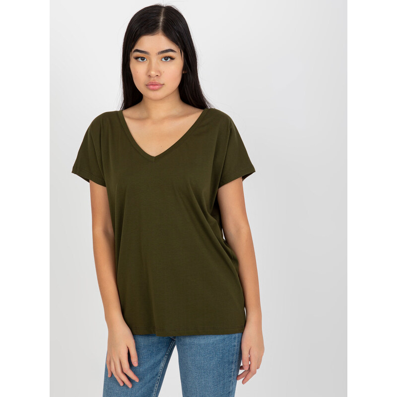 BASIC FEEL GOOD Khaki dámske tričko s krátkymi rukávmi RV-TS-4832.30 37778024