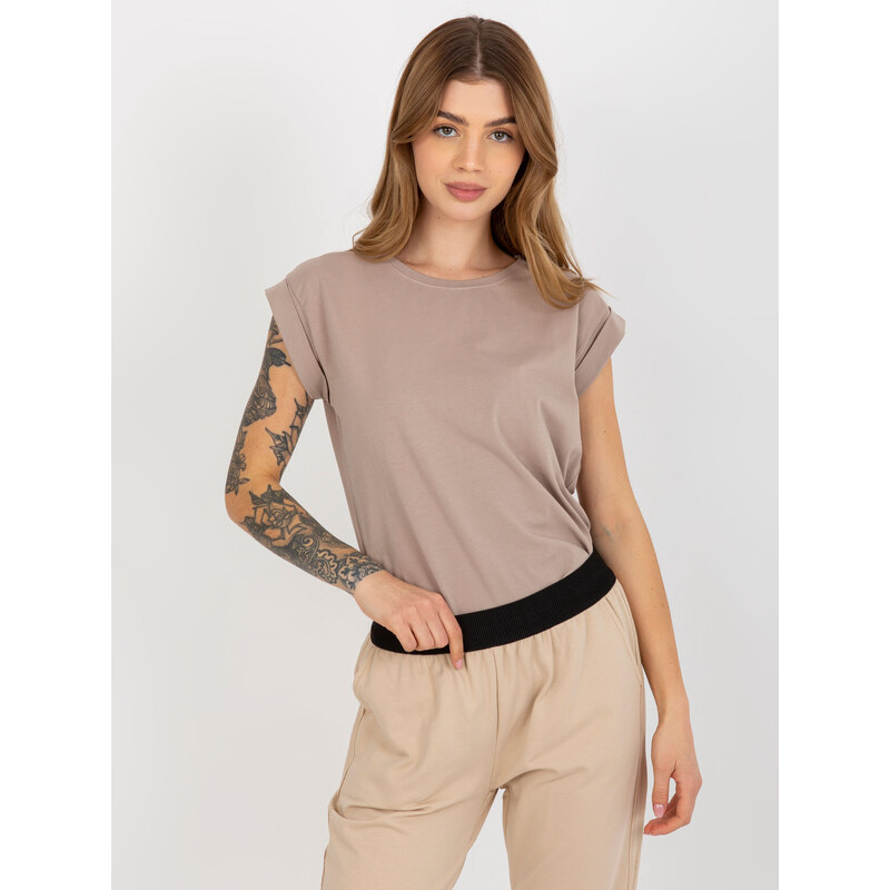 BASIC FEEL GOOD Béžové dámske basic tričko RV-TS-4833.22X-dark beige 37777999