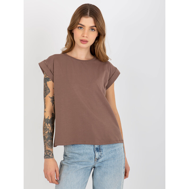 BASIC FEEL GOOD Hnedé dámske basic tričko RV-TS-4833.36X-brown 37778000