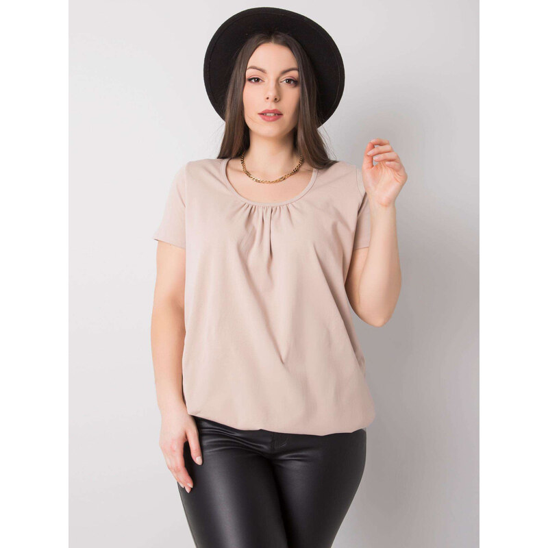 BASIC Béžové dámske tričko s krátkym rukávom RV-TS-6320.85P-beige 22835240