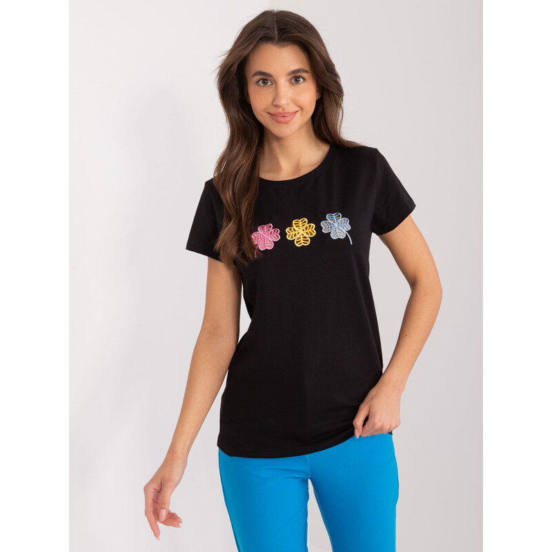 BASIC FEEL GOOD Čierne tričko s potlačou -RV-TS-9666.05X-black 52671068