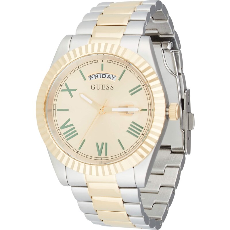 GUESS Analógové hodinky Connoisseur zlatá / trstinová / strieborná 63116417