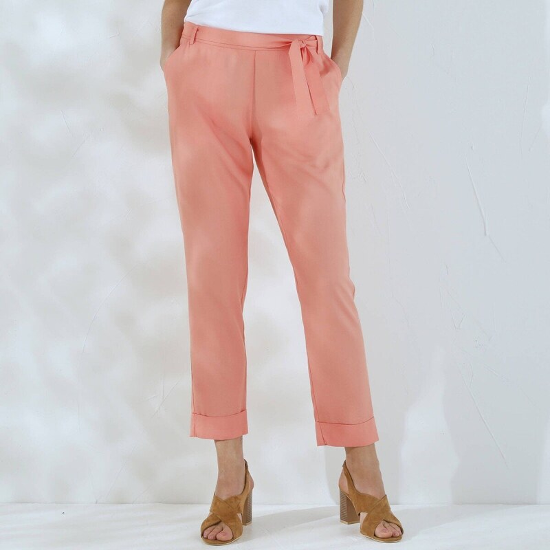 Splývavé 7/8 nohavice s opaskom koralová 052 Blancheporte 62999457