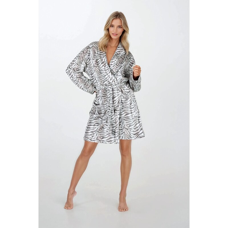 Momenti Per Me Luxusný dámsky župan so zebrím vzorom Diana Grey, Farba 42633486